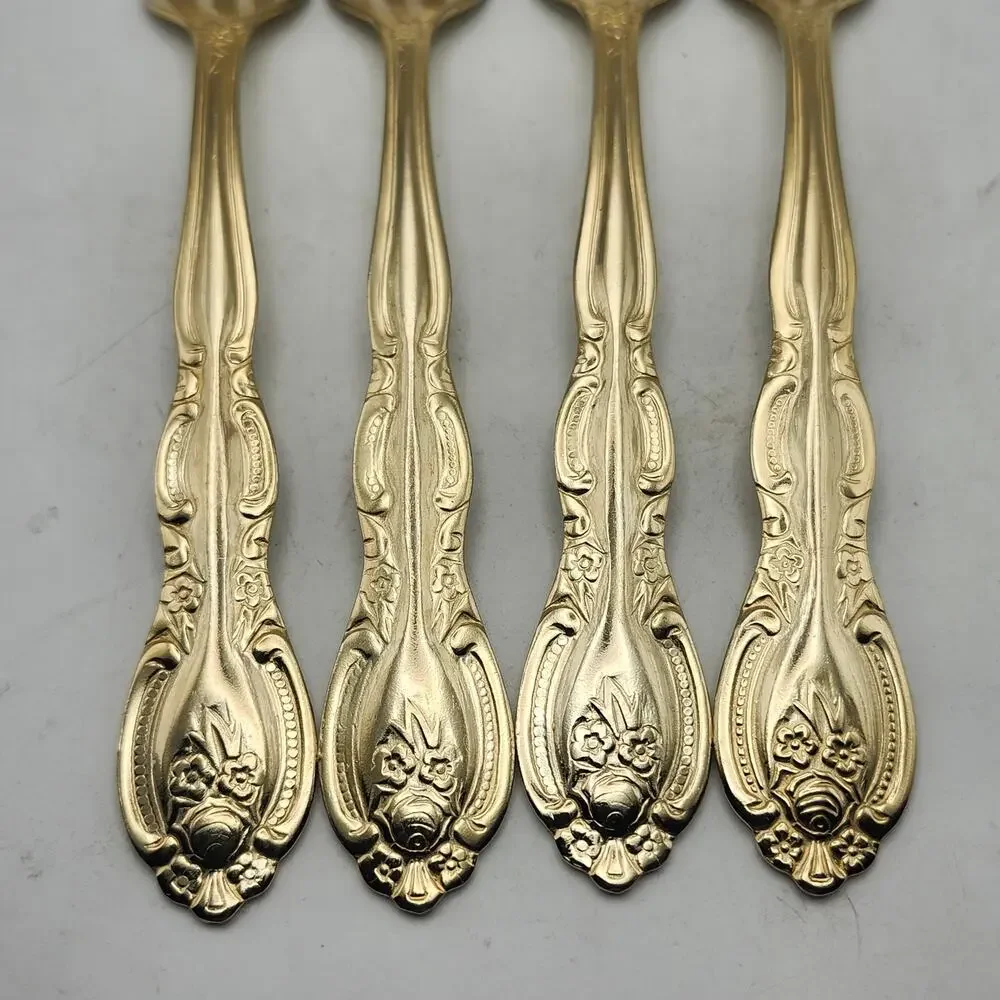 International Silver San Marcos Gold Electroplate Lot 4 Dinner Forks 7 5/8 In